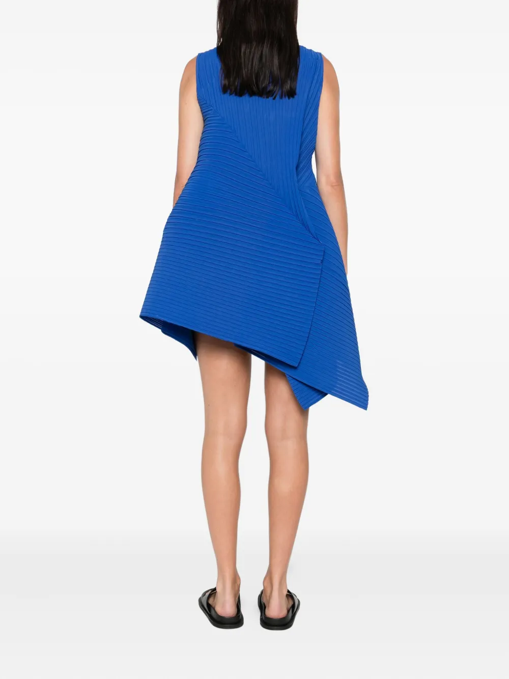 Issey Miyake Mouwloze mini-jurk met plooien Blauw