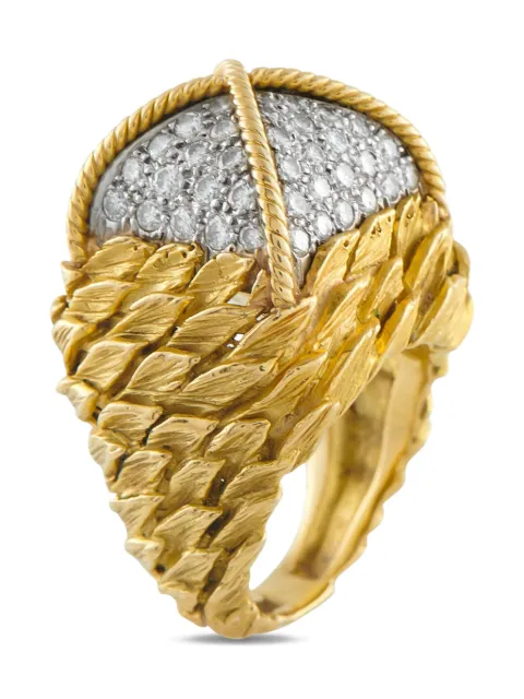 David Webb 18K yellow gold diamond ring