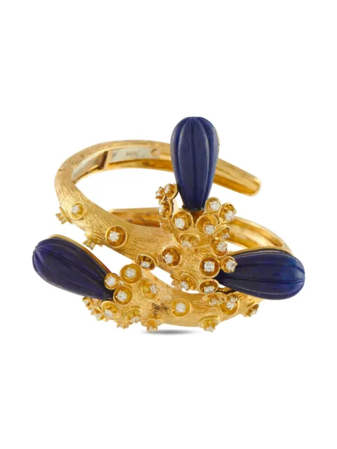 David Webb 18K yellow gold diamond and lapis lazuli bracelet