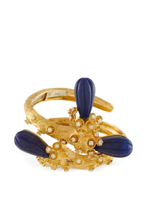 David Webb 18K yellow gold diamond and lapis lazuli bracelet