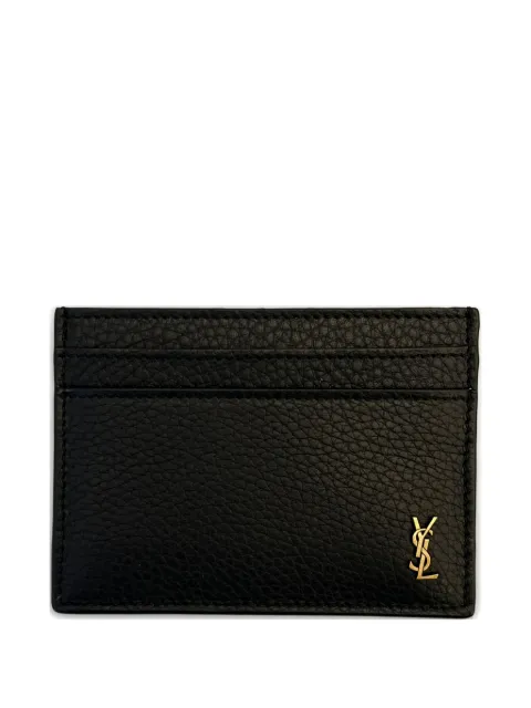 Saint Laurent logo-plaque leather card holder