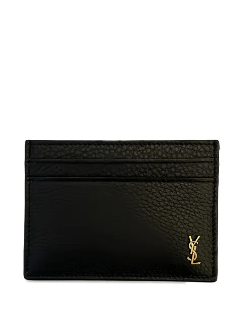 Saint Laurent logo-plaque leather card holder