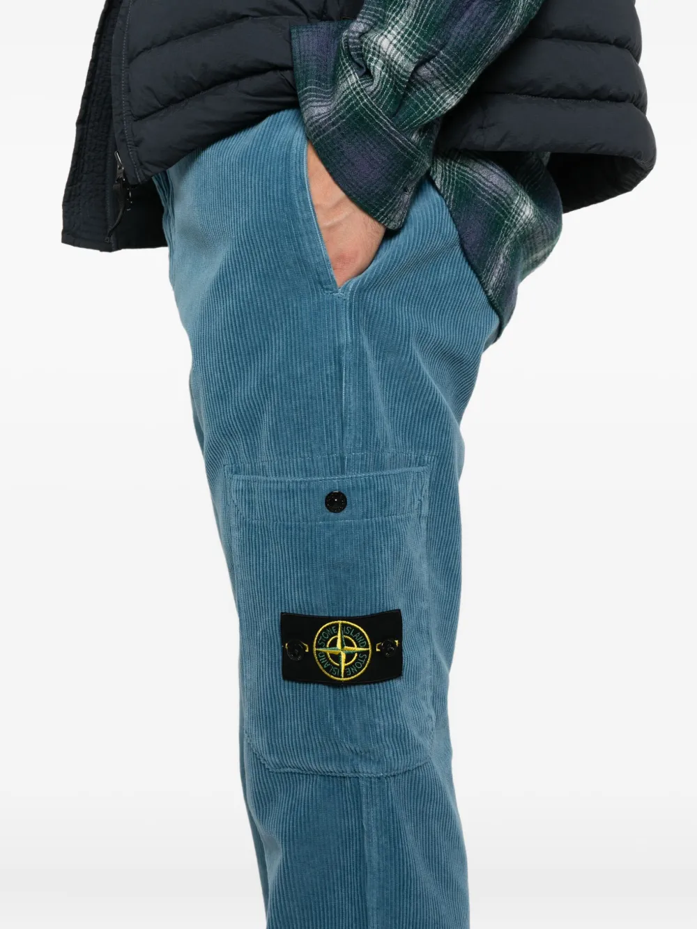 Stone Island Ribfluwelen broek met zak Blauw