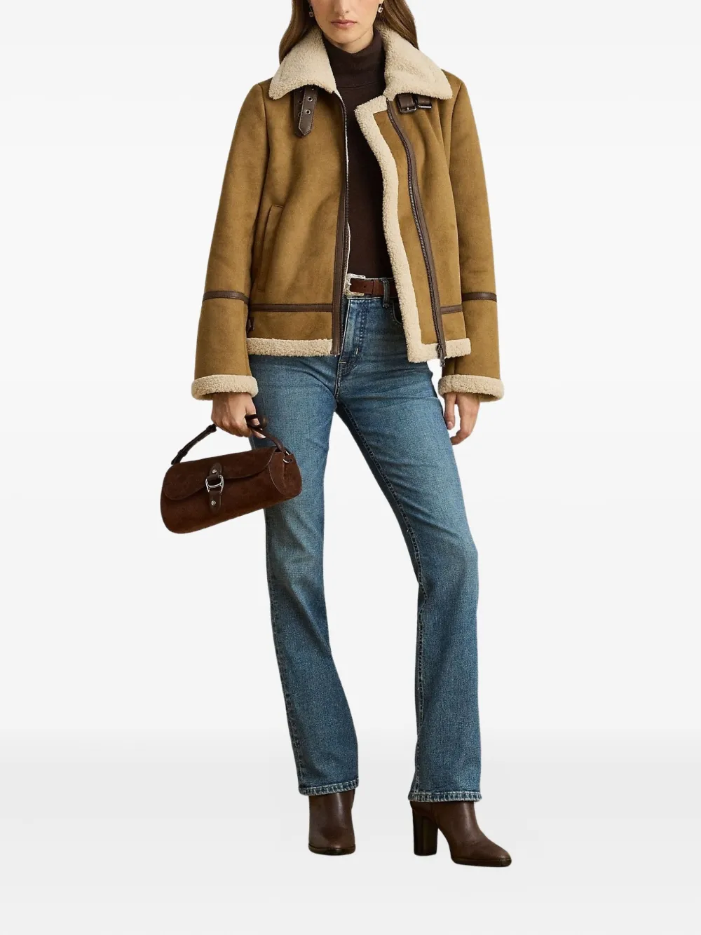 Ralph Lauren Buckle-detailed Jacket In Brown