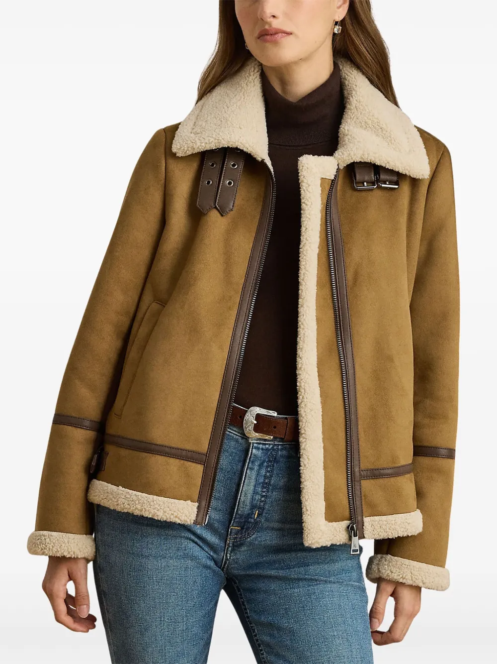 Ralph Lauren Buckle-detailed Jacket In Brown