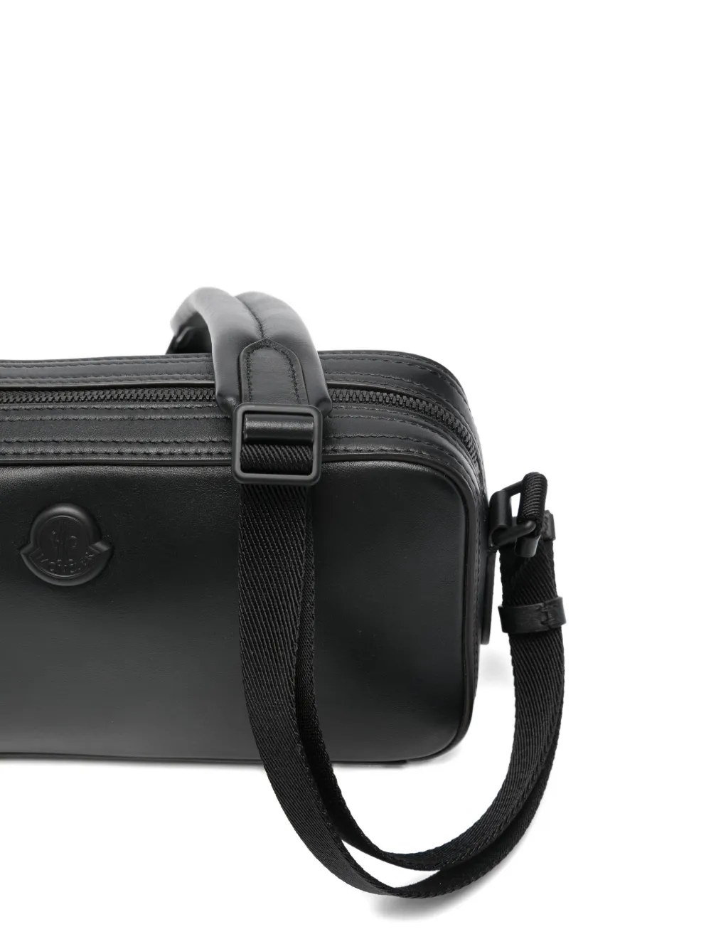 Moncler Carlo leren messengertas Zwart