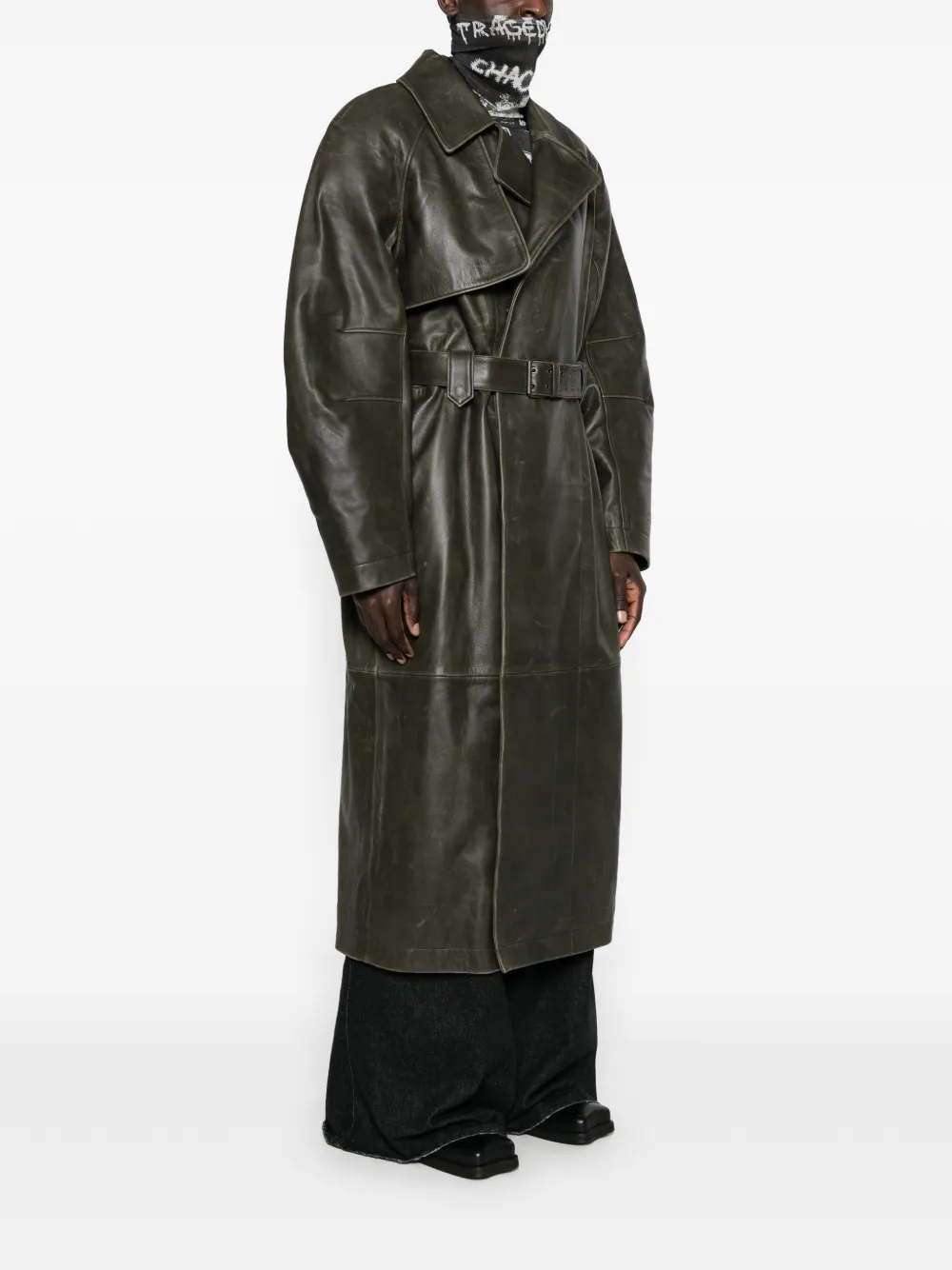 LỰu ĐẠn Belted Trench Coat - Green 