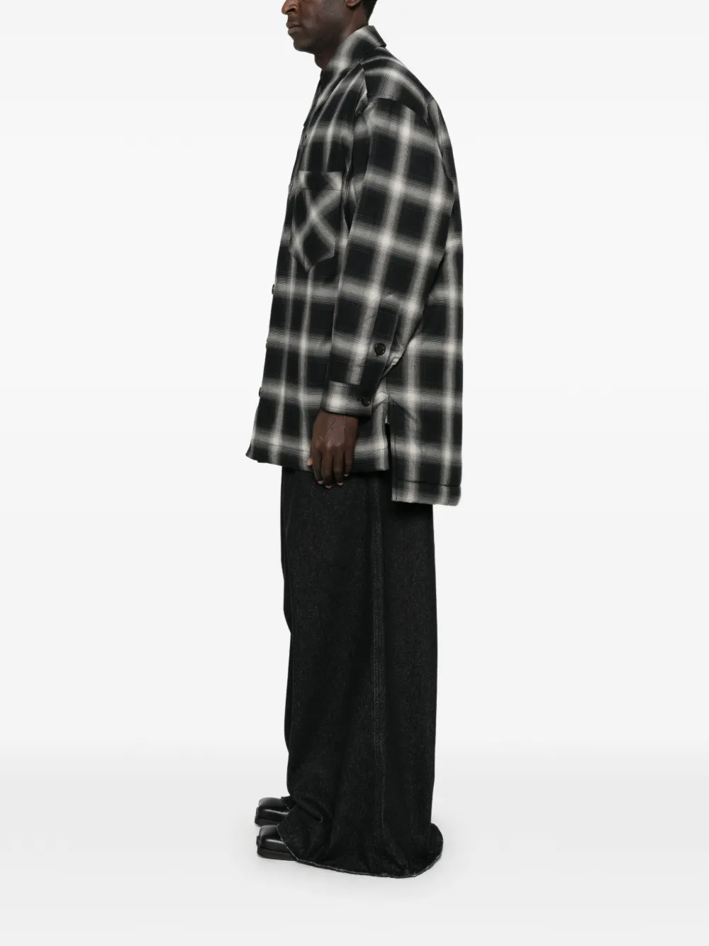  LỰu ĐẠn Checked Flannel Overshirt - Black 