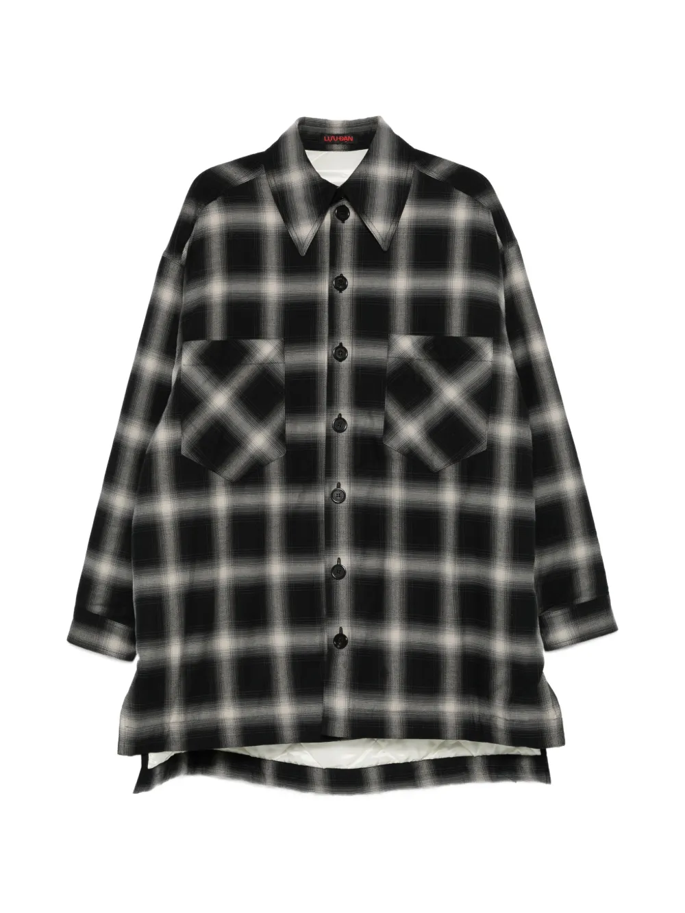 LỰU ĐẠN checked flannel overshirt - Nero