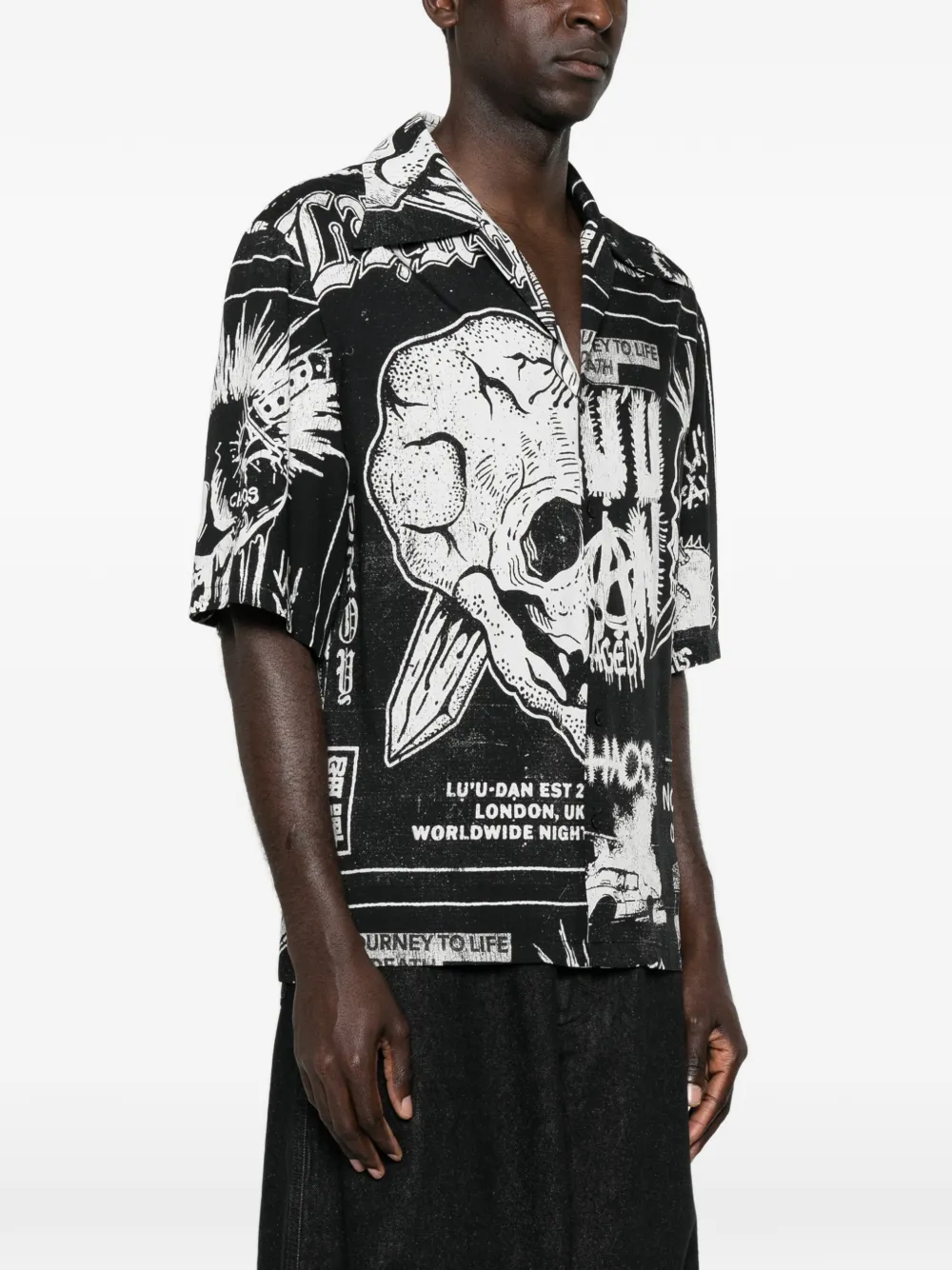  LỰu ĐẠn Skull-print Shirt - Black 