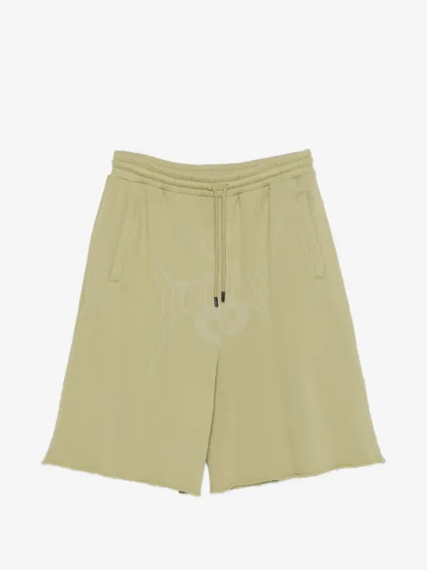 LỰU ĐẠN graphic raw-hem shorts