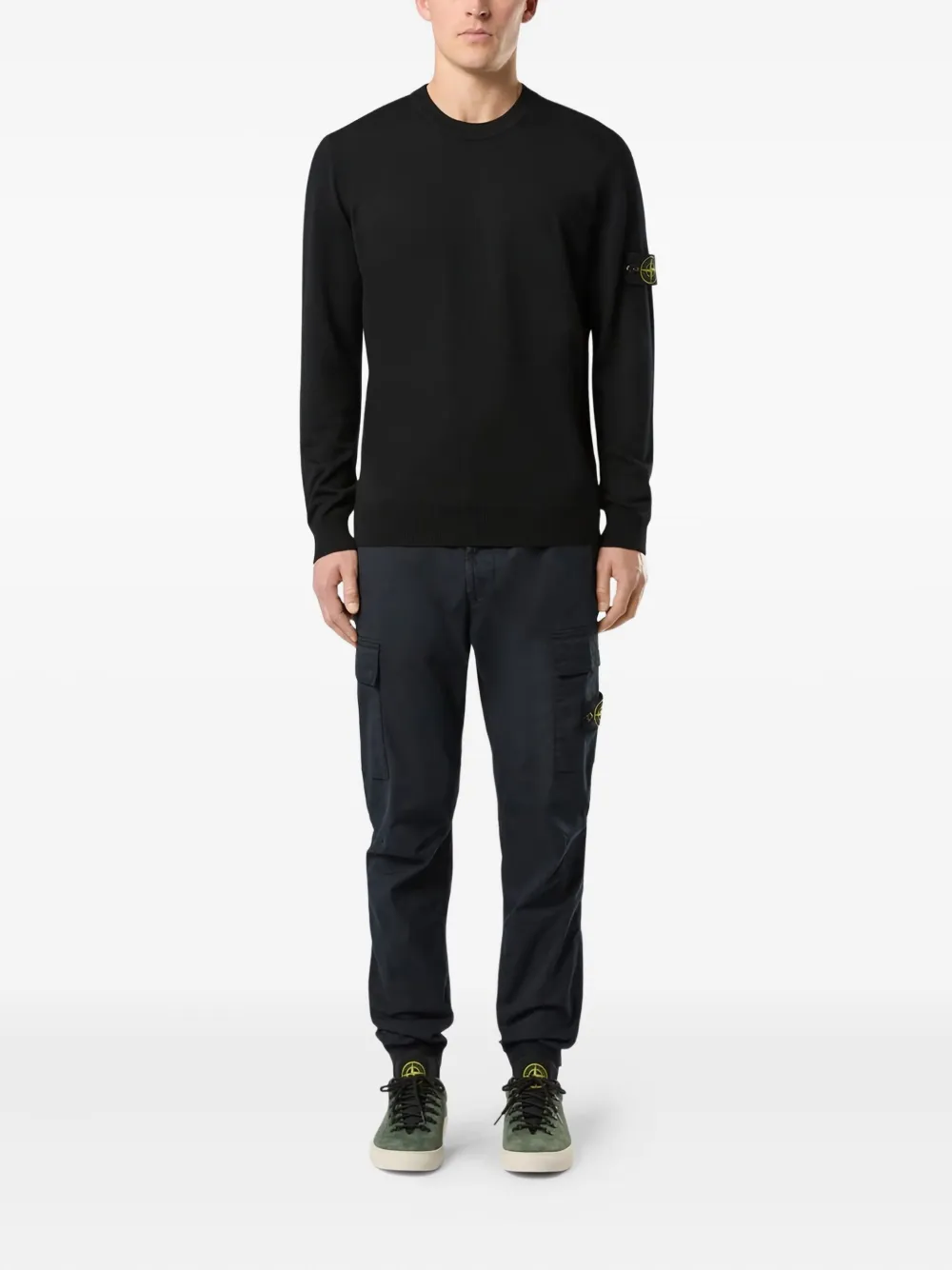 Stone Island stitch-details crew-neck wool sweater - Zwart