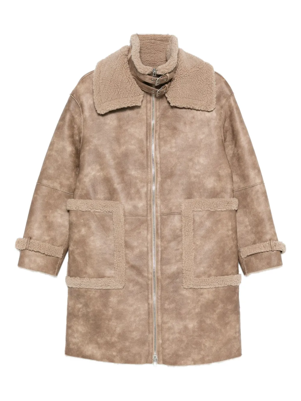 Jakke Faux Leather Zip Fastening Coat In Neutral