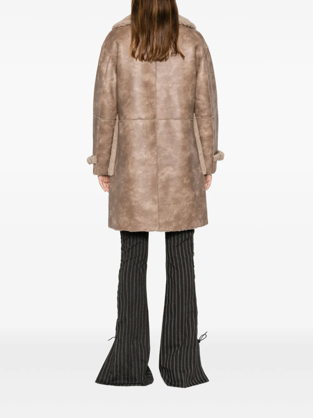 Faux Leather Zip Fastening Coat