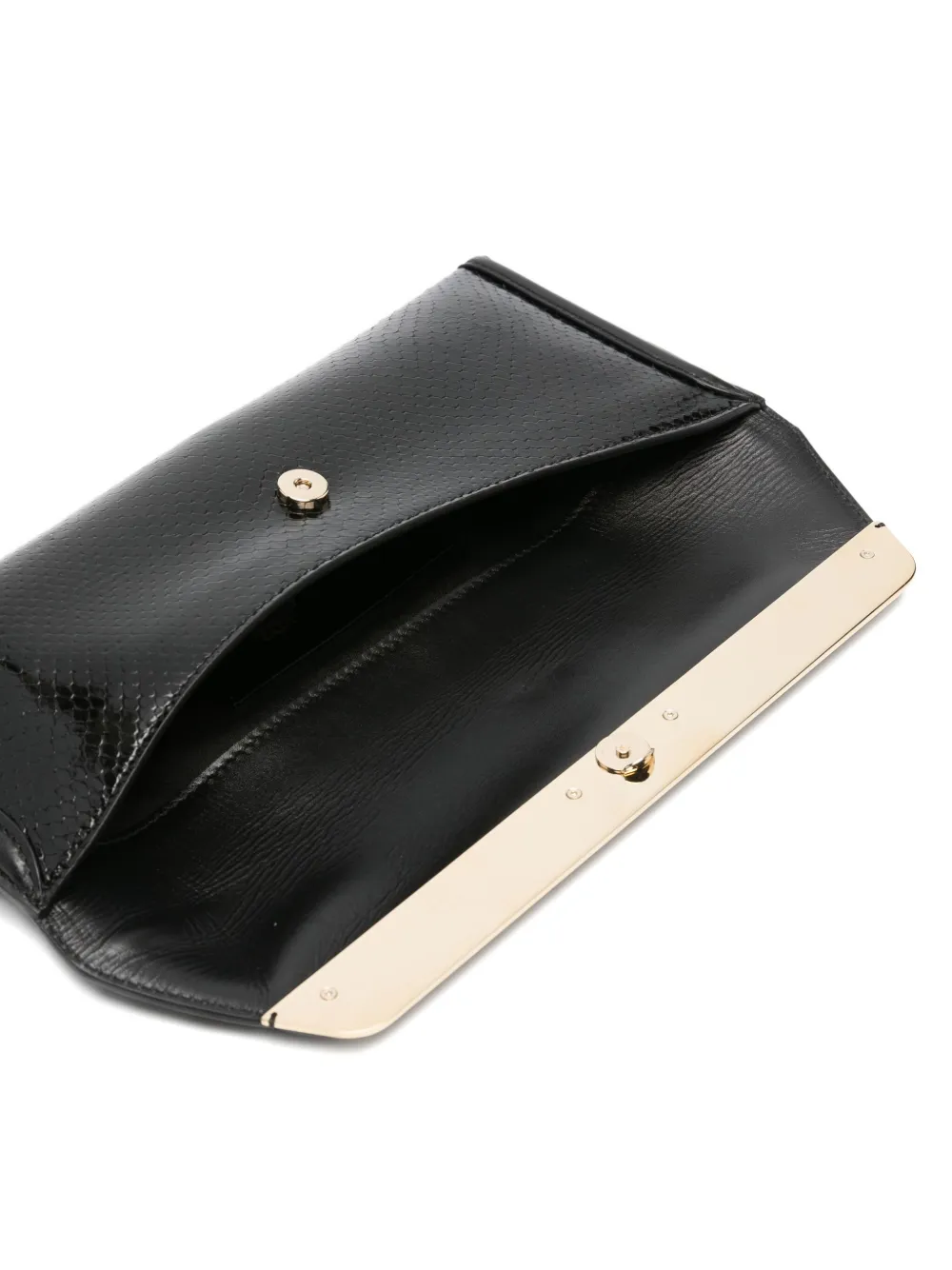 DSQUARED2 Leren clutch met metallic afwerking Zwart