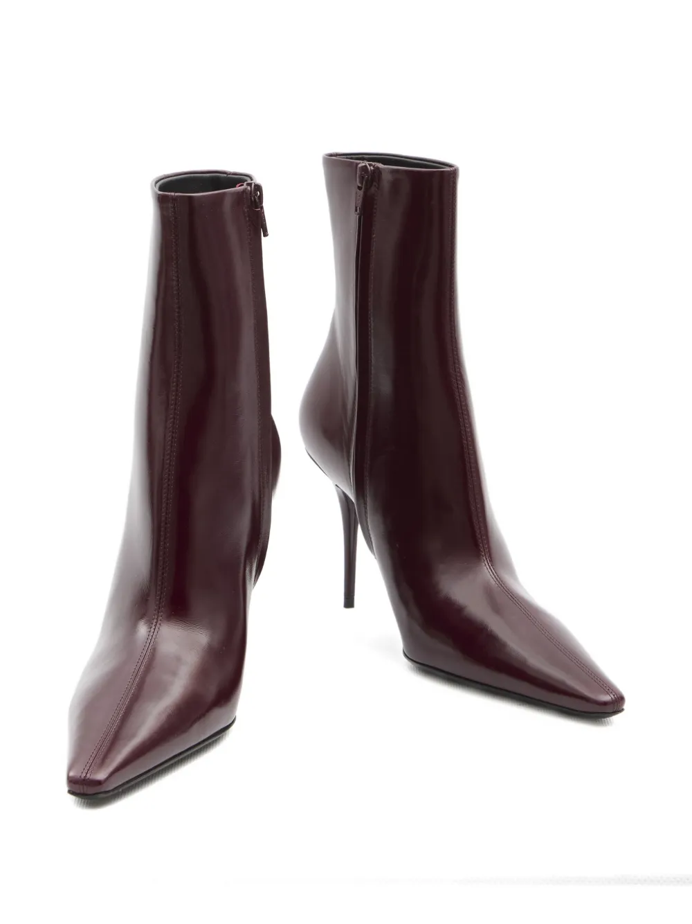 Saint Laurent 90mm Ashley Pointed-toe Ankle Boots In Brown