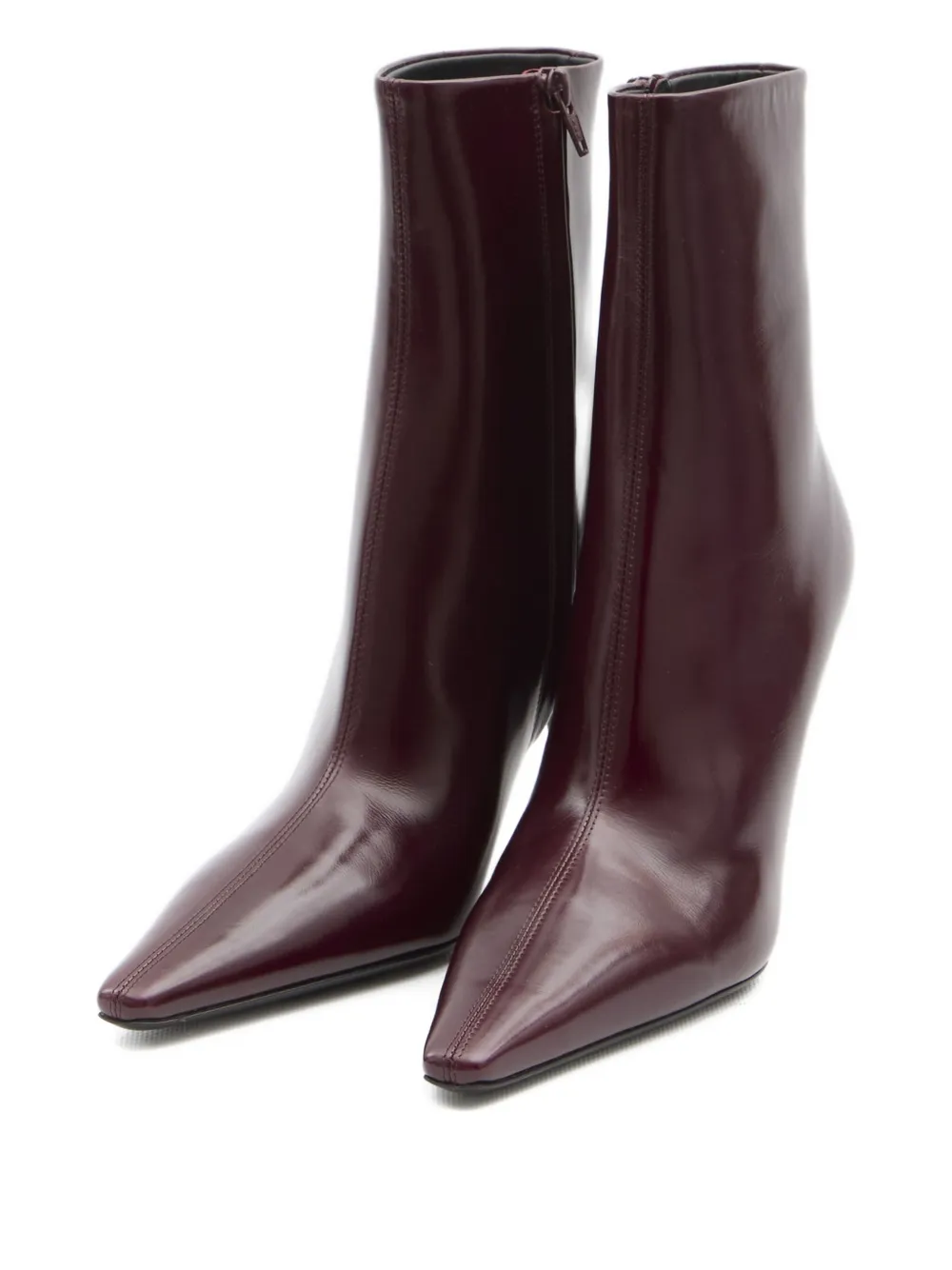 Saint Laurent 90mm Ashley Pointed-toe Ankle Boots In Brown