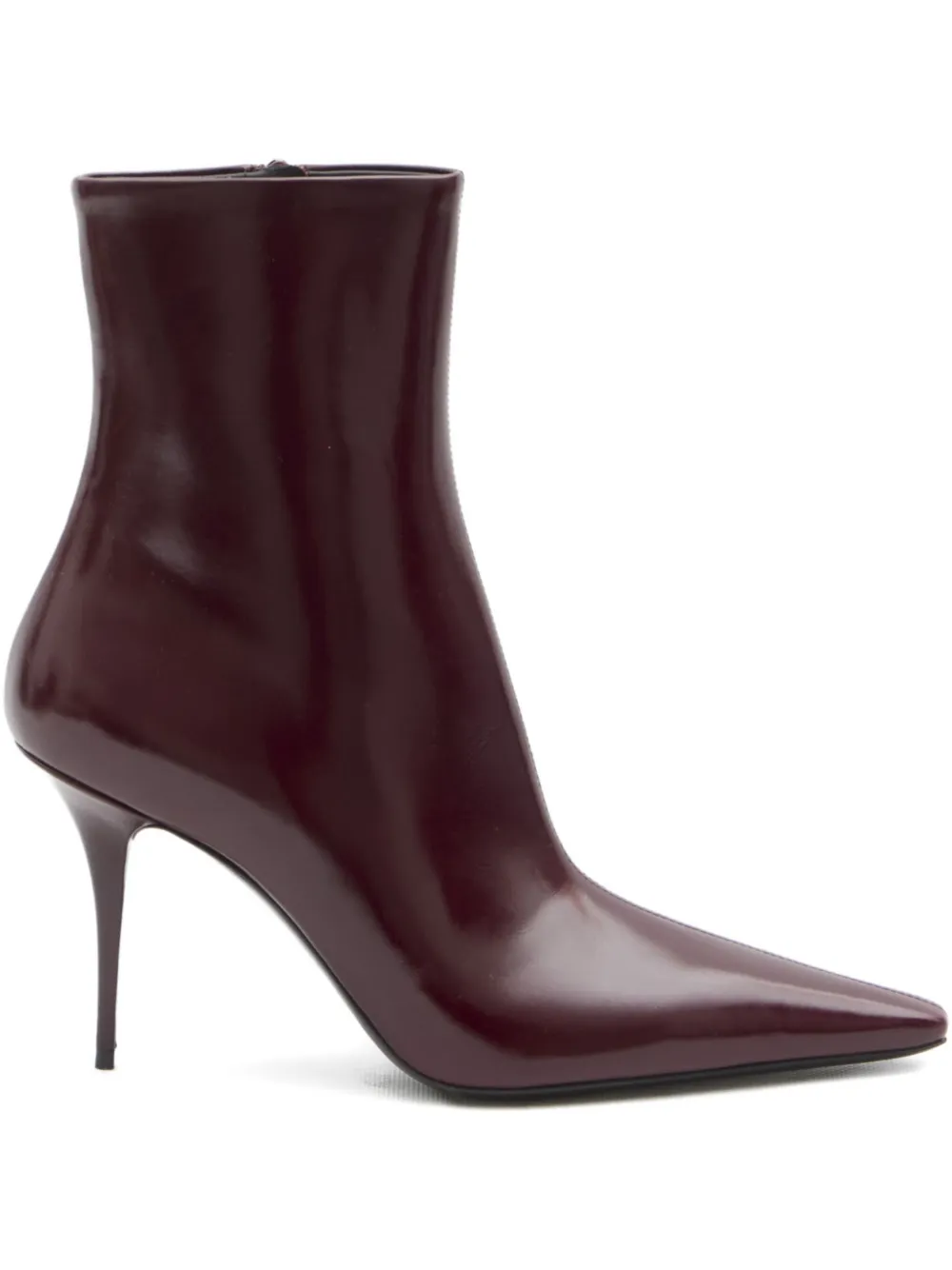 Saint Laurent 90mm Ashley Pointed-toe Ankle Boots In Brown