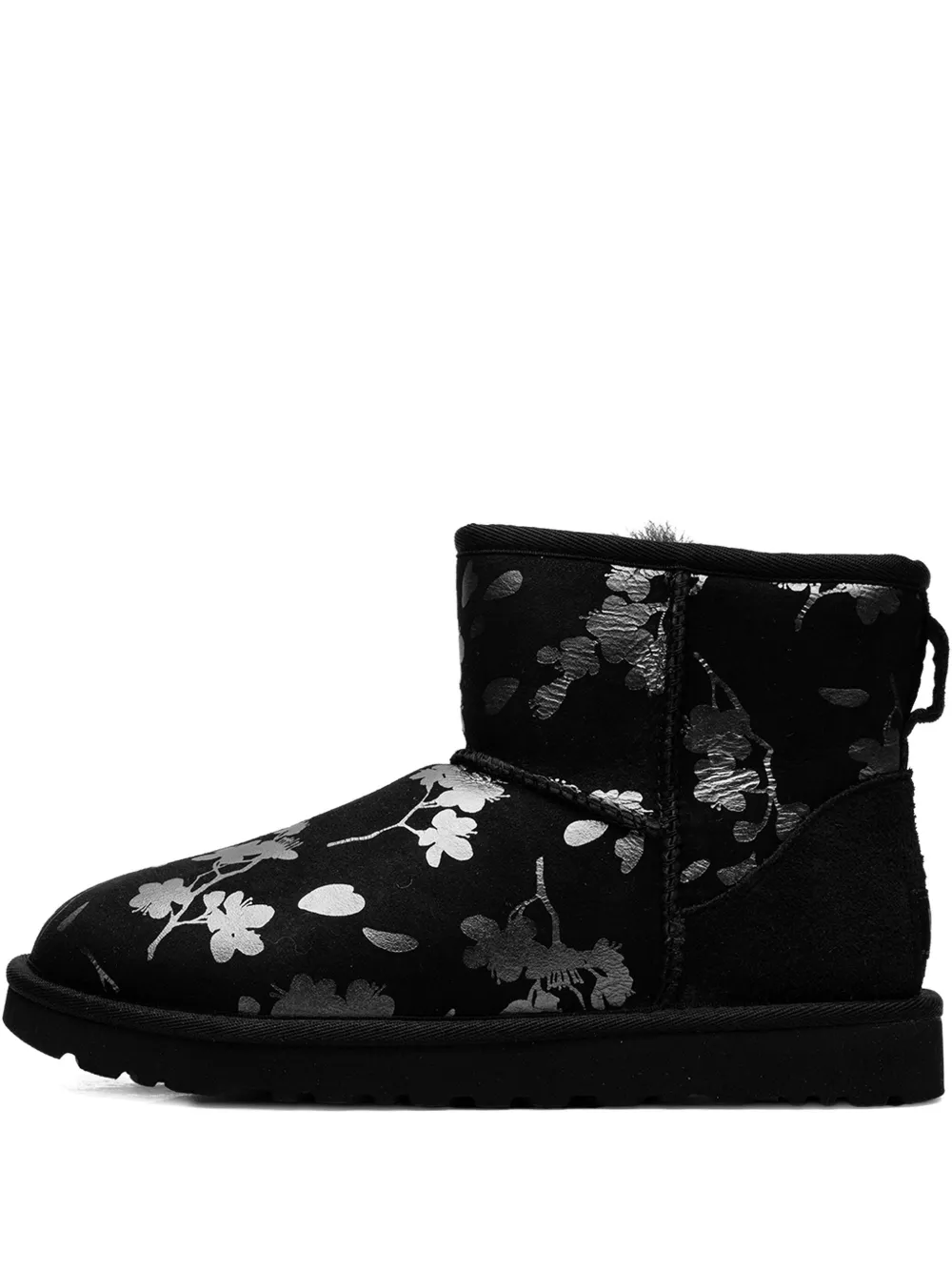Ugg Classic Mini Floral-pattern Boots In Black