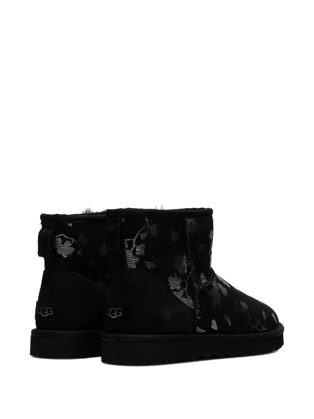 Ugg Classic Mini Floral-pattern Boots In Black