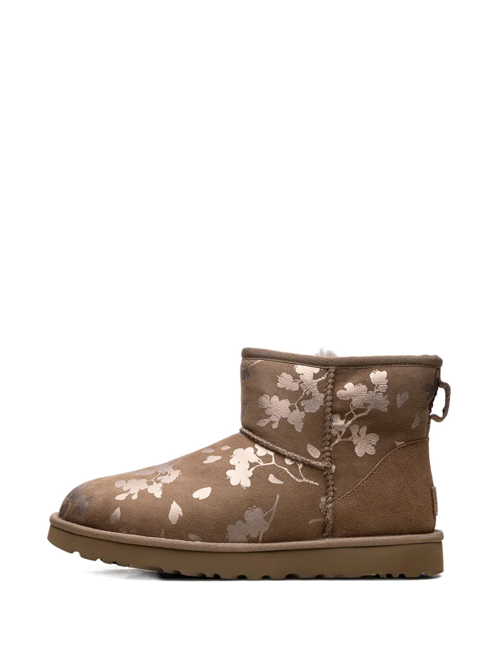 Ugg Classic Mini Floral-pattern Ankle Boot In Brown