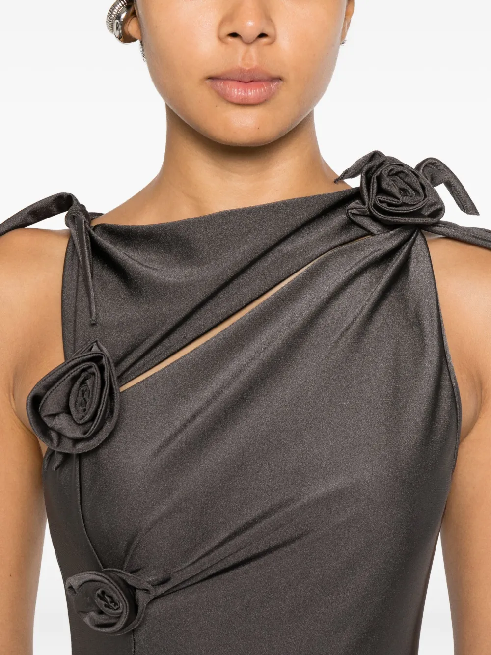 Coperni Knot-detail Midi Dress In Gray