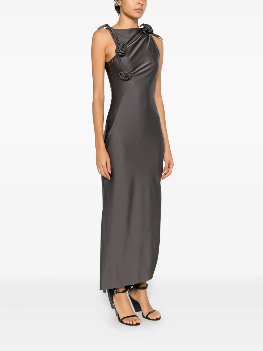 Coperni Knot-detail Midi Dress In Gray