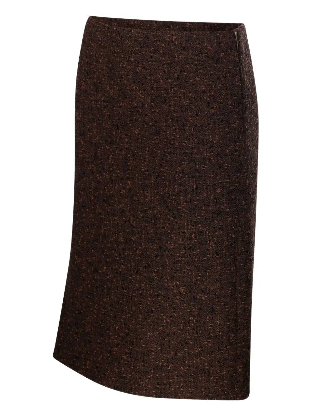 Gucci Women Brown Skirt With Side-closure In Buttoned Wool Woman In Brown