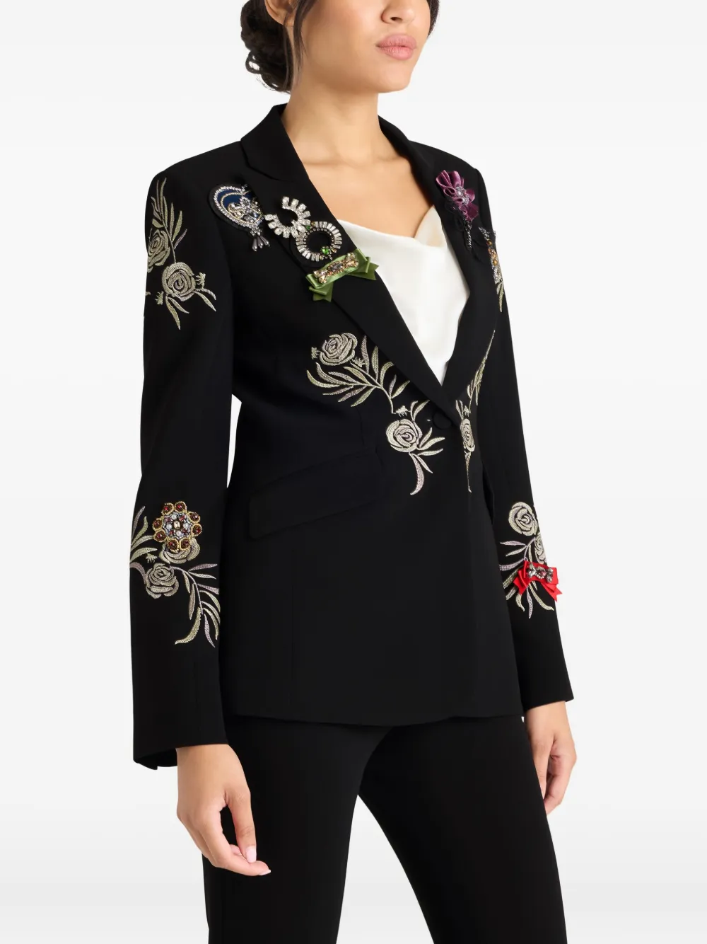 Cinq A Sept Cheyenne blazer met geborduurde roos Zwart