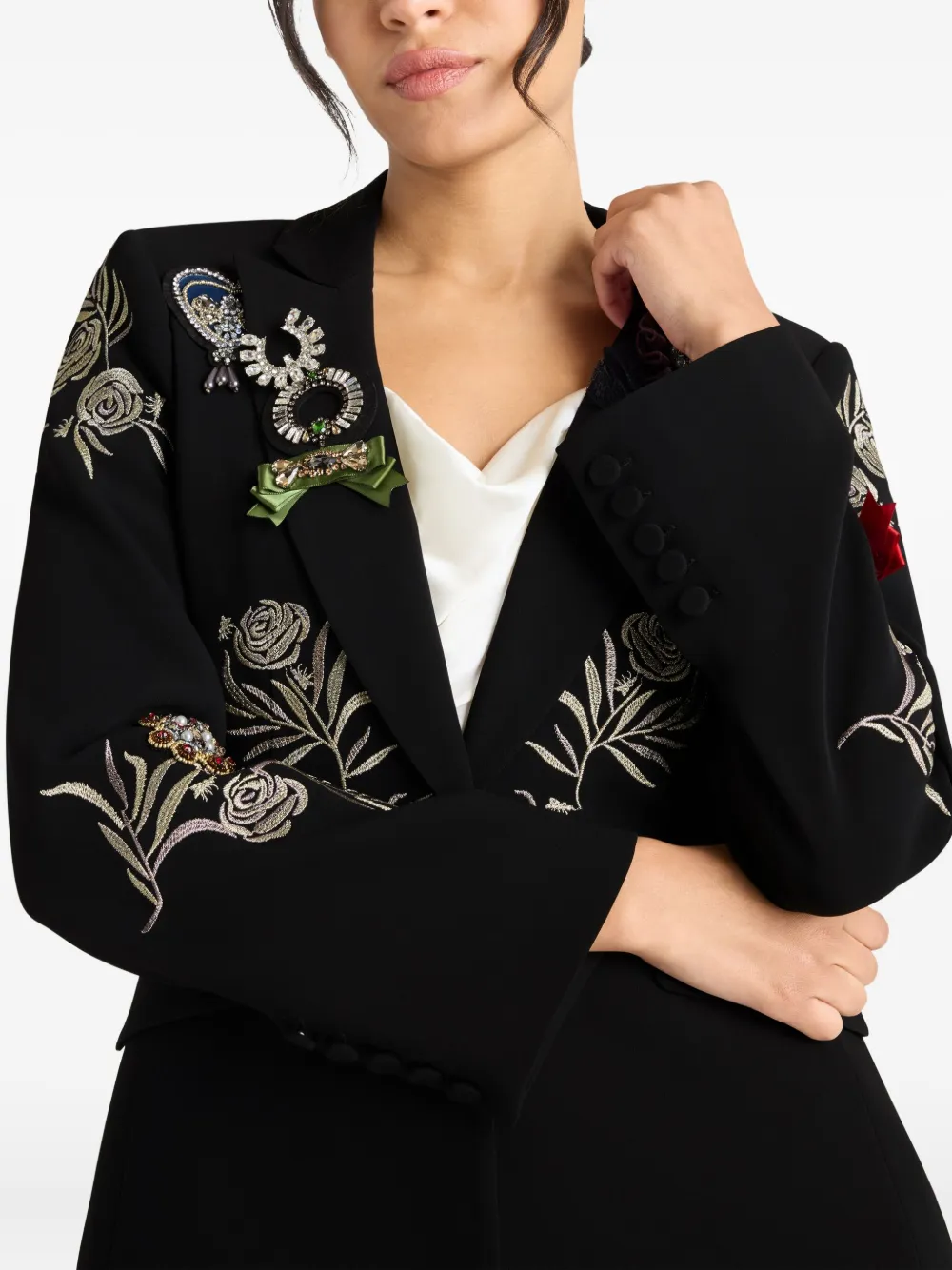 Cinq A Sept Cheyenne blazer met geborduurde roos Zwart