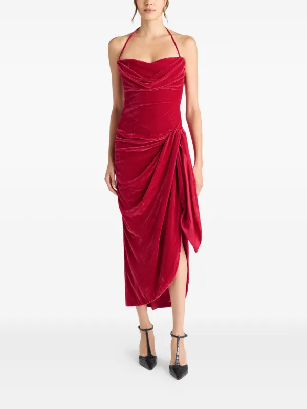 cinq a sept red dress Cinq A Sept Fia Draped Midi Dress | Red