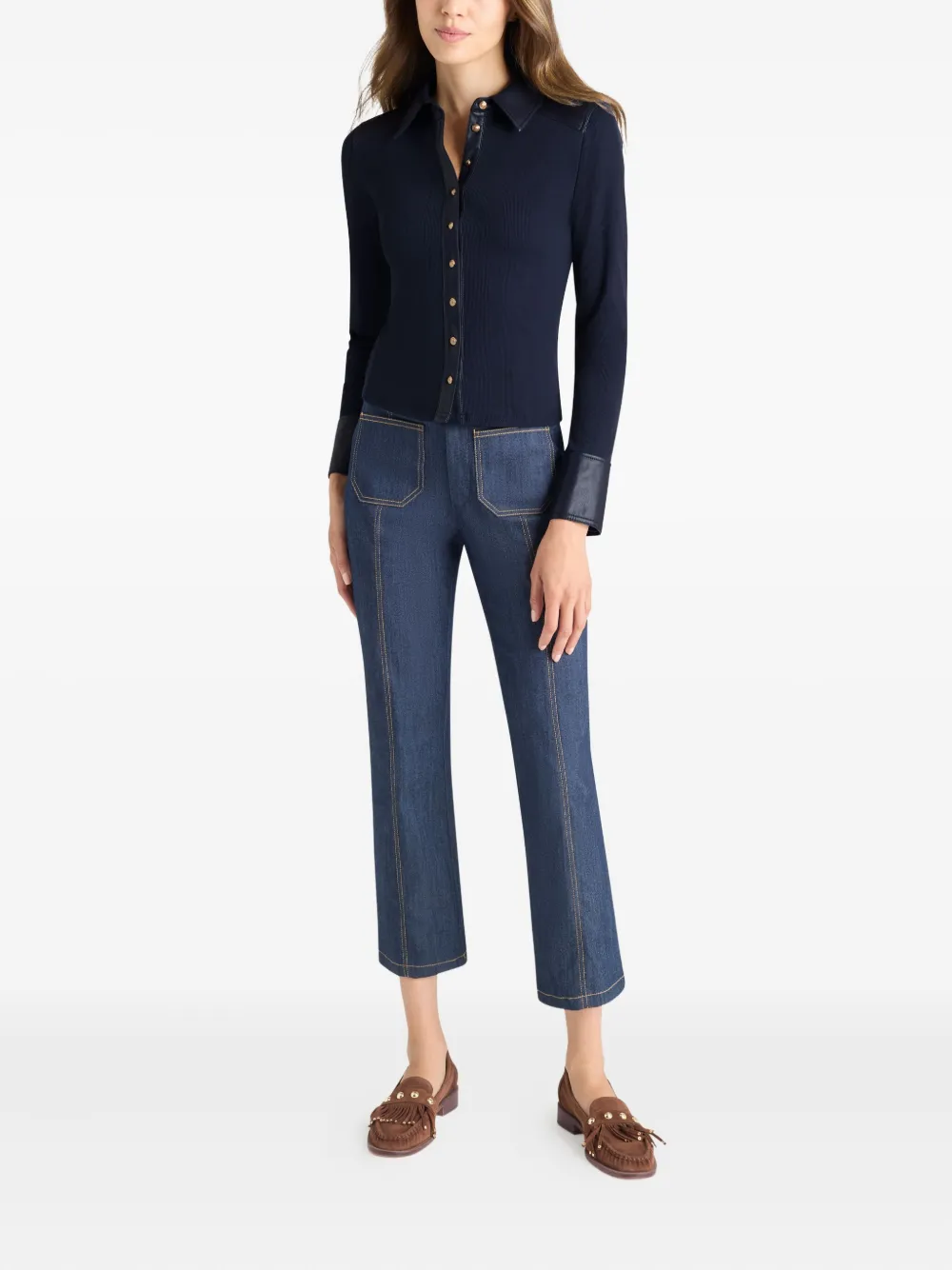 Cinq A Sept Magali top met kraag en knopen - Blauw