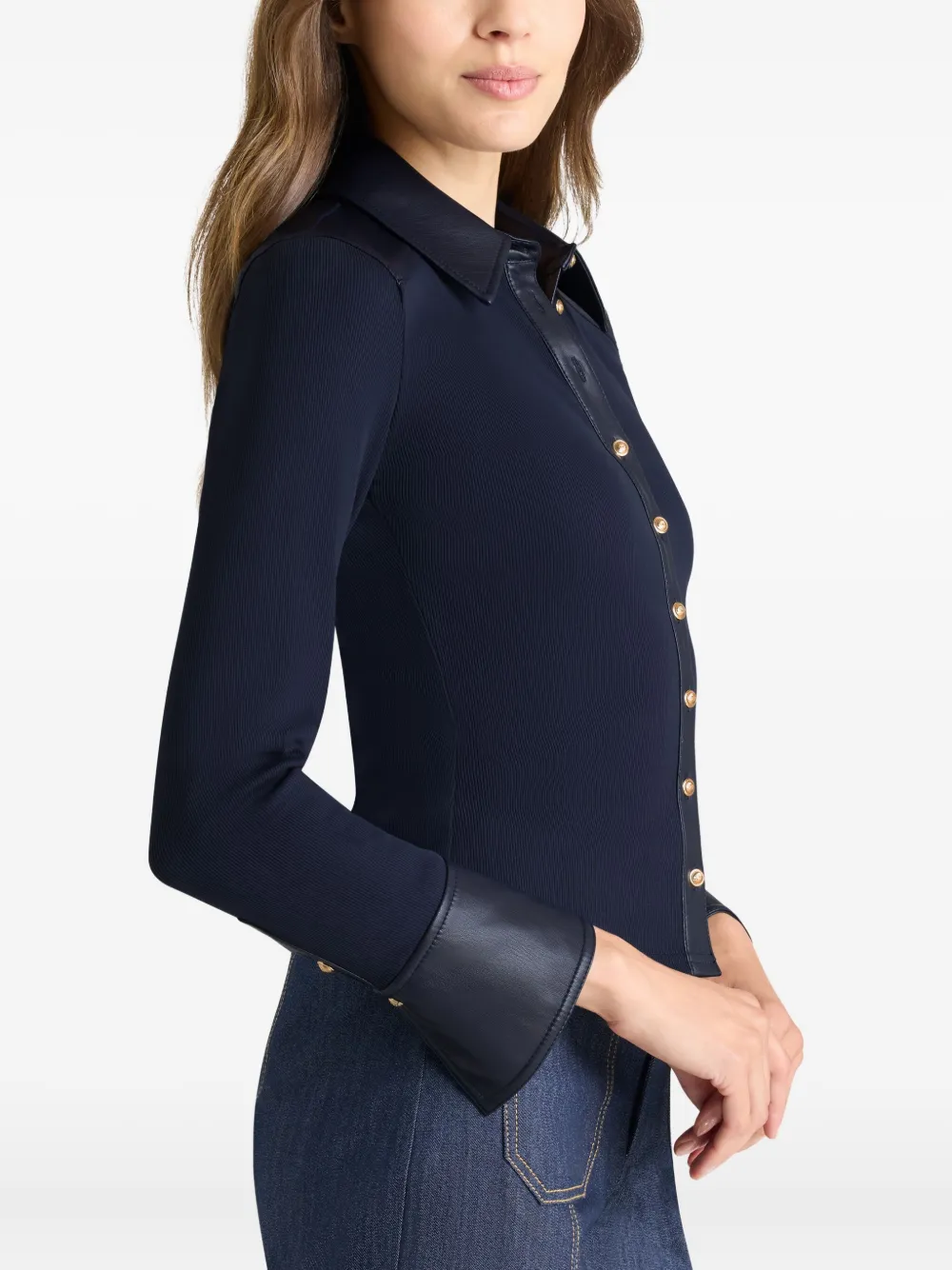 Cinq A Sept Magali top met kraag en knopen Blauw