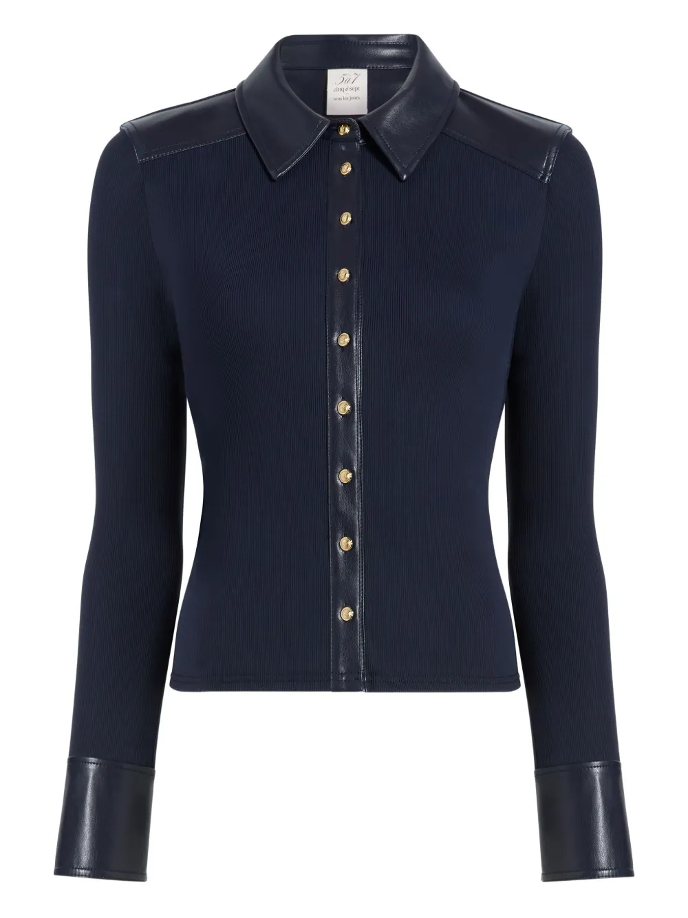 Cinq A Sept Magali collared buttoned top | Blue | Image 1