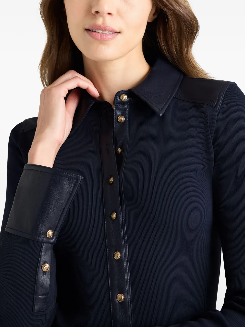 Cinq A Sept Magali top met kraag en knopen Blauw