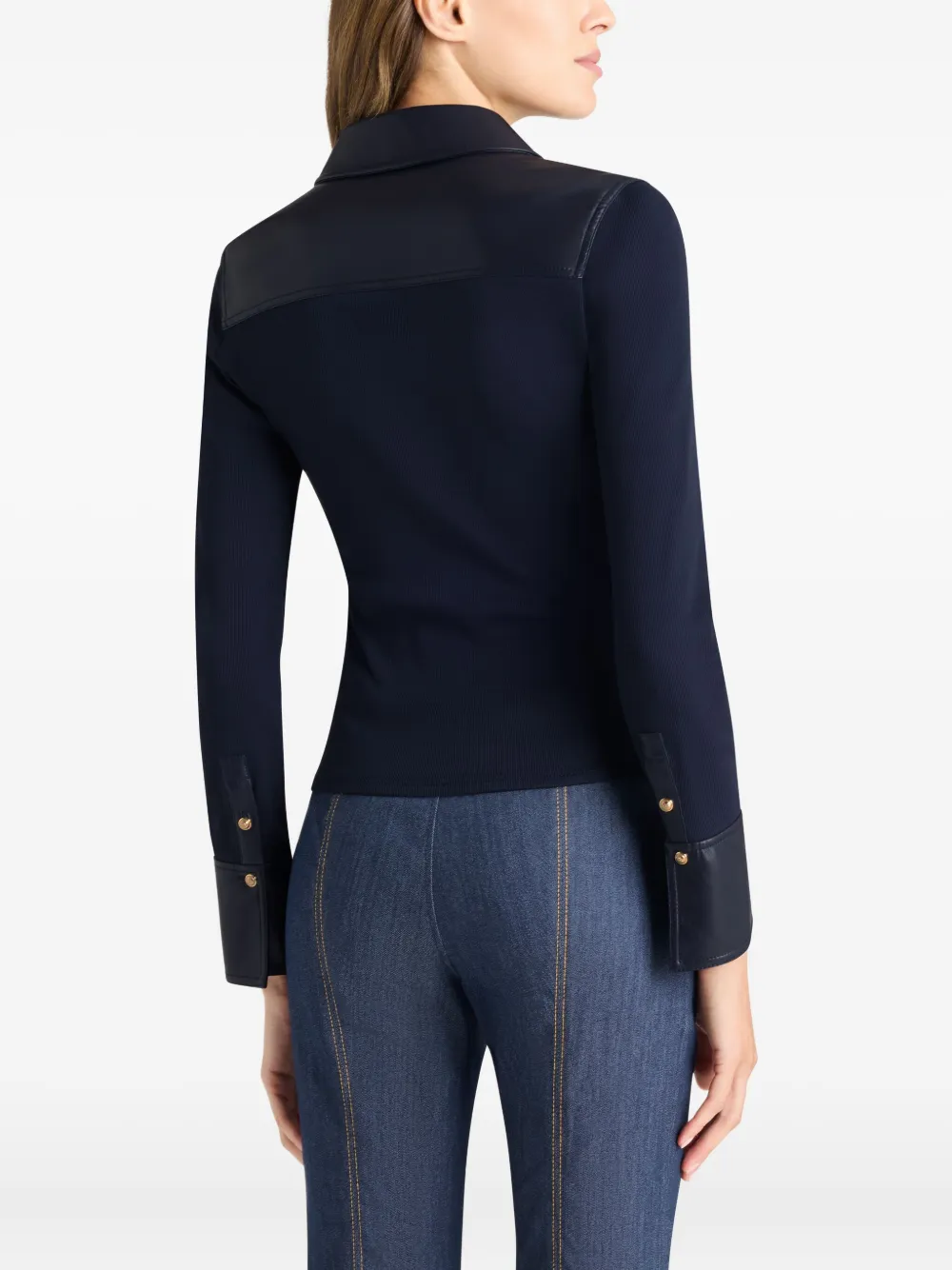 Cinq A Sept Magali top met kraag en knopen Blauw