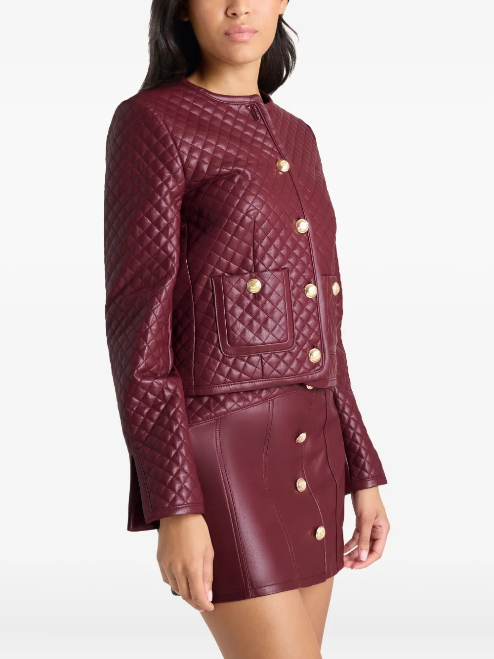 Cinq À Sept Brooke Quilted Button Jacket In Red