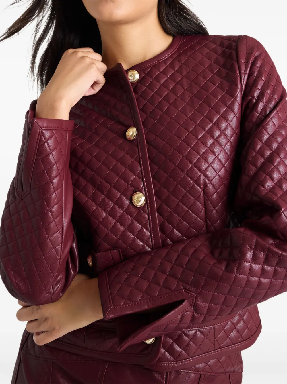 Cinq À Sept Brooke Quilted Button Jacket In Red