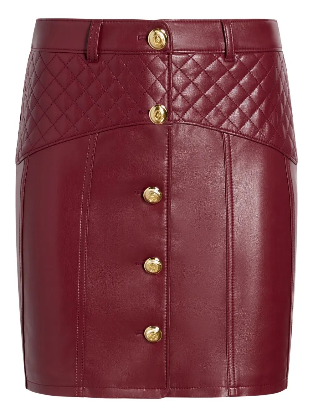 Cinq À Sept Claudia Quilted Button Mini Skirt In Burgundy