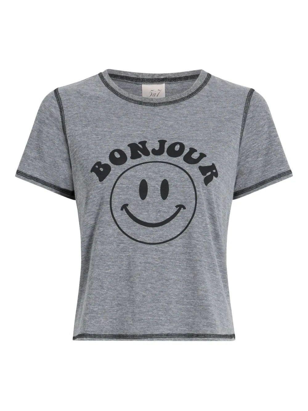 Cinq A Sept T-shirt Bonjour Smiley - Grigio