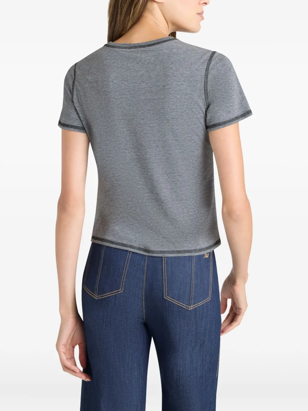 Cinq A Sept Bonjour Smiley T-shirt Grijs