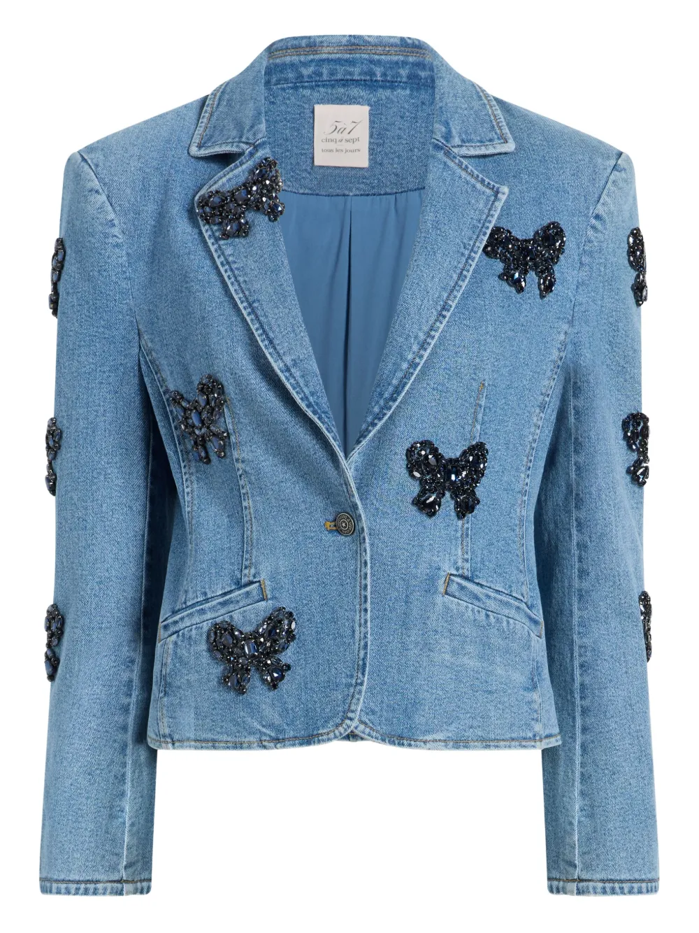Cinq À Sept Le Petit Khloe Bow-detail Long-sleeve Blazer In Blue