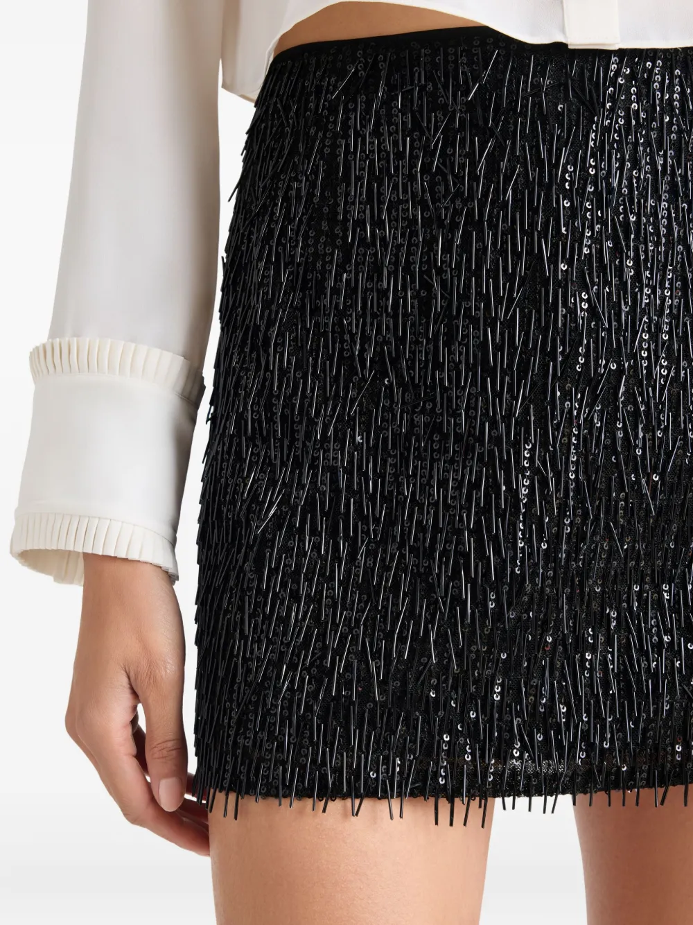 Cinq A Sept Leia verfraaide mini-rok Zwart