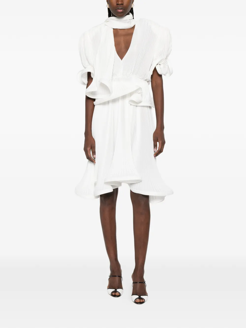  Rowen Rose Pleated Midi Skirt - White 