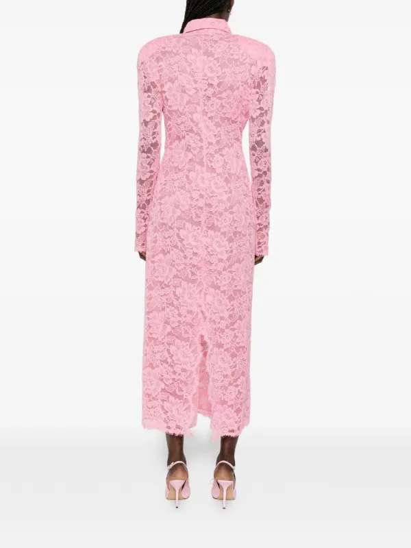 rowen rose pink dress Corset Long Dress with Gathered Neckline in Poplin