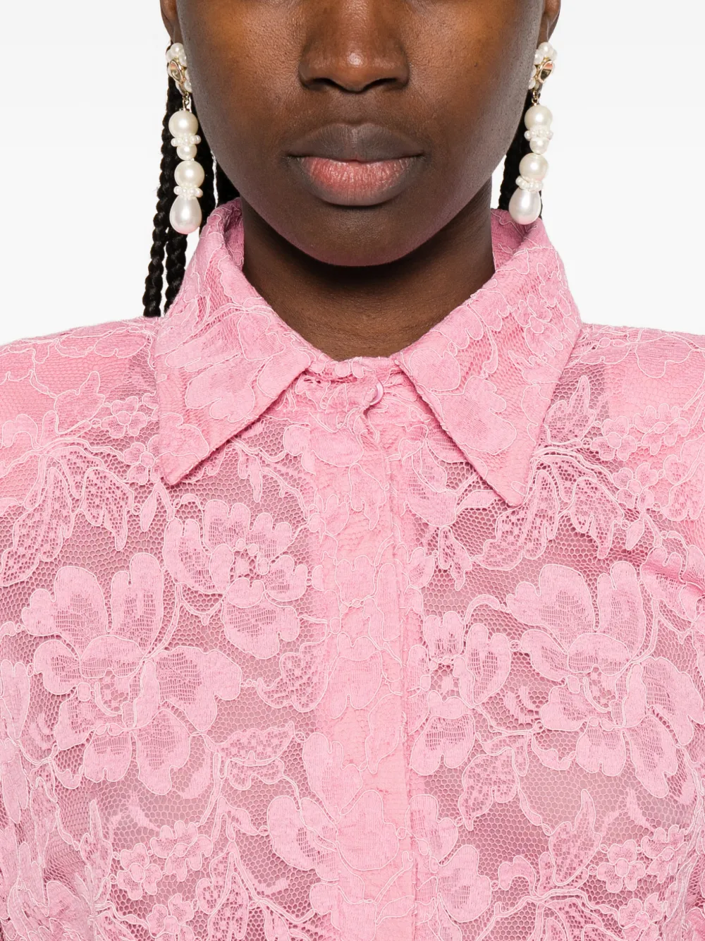 Rowen Rose Jurk met bloemenkant en polokraag Roze