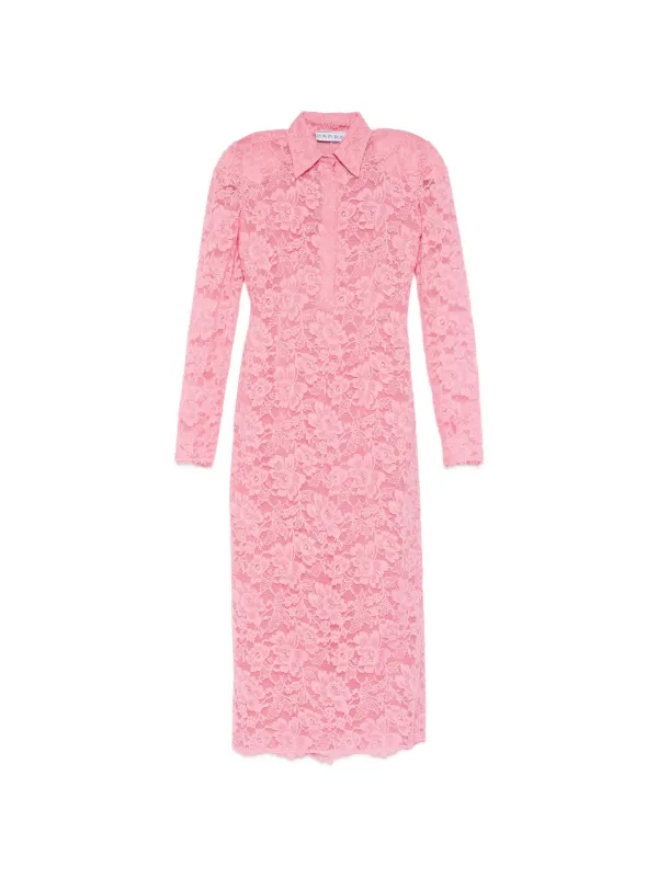 rowen rose pink dress Rowen Rose Floral-lace Polo-collar Dress