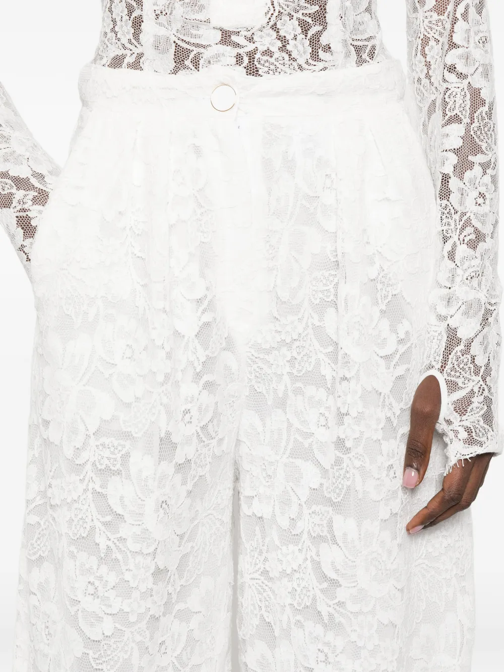 Rowen Rose Broek met bloemenprint Wit