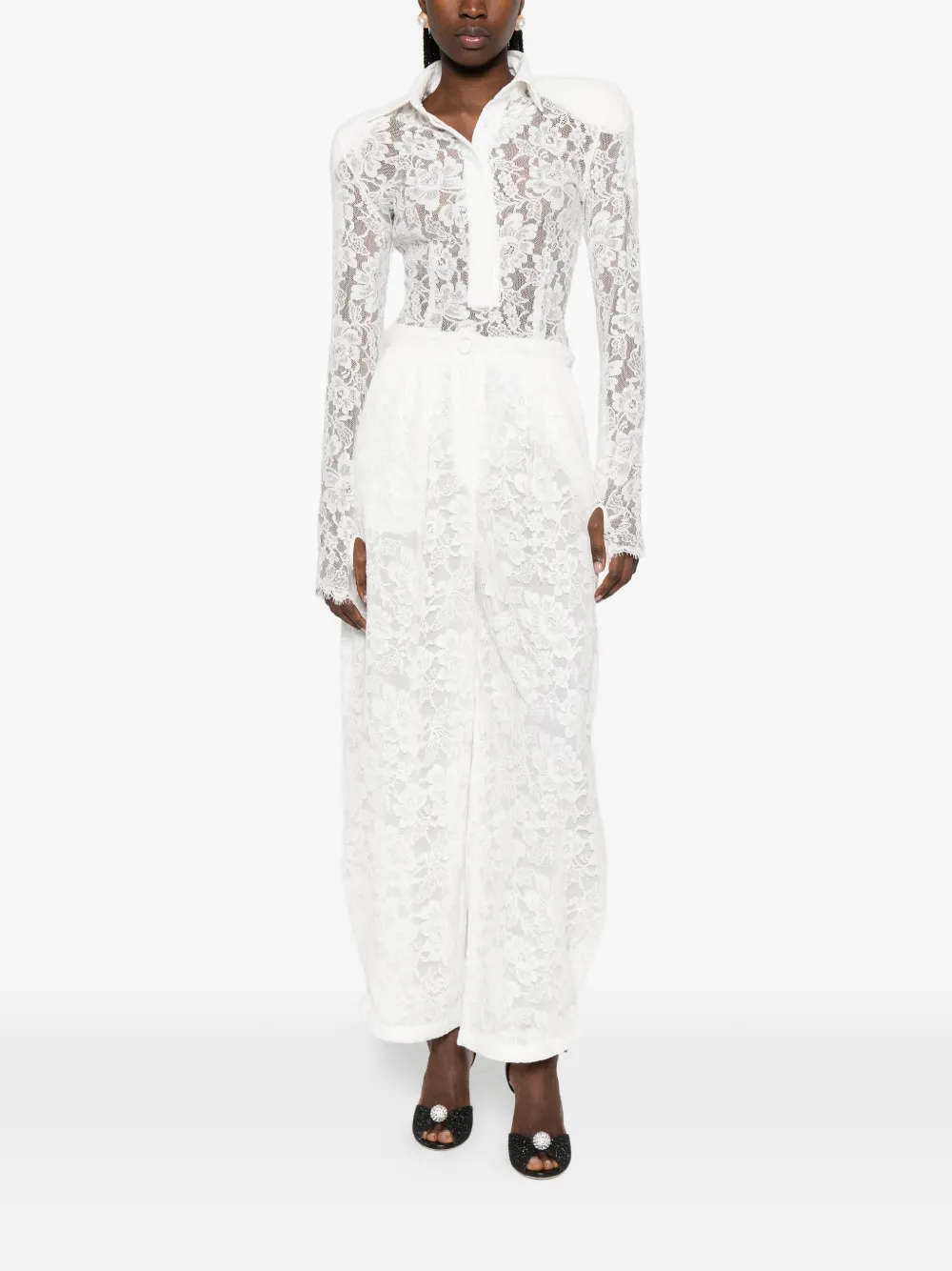 Rowen Rose Broek met bloemenprint Wit