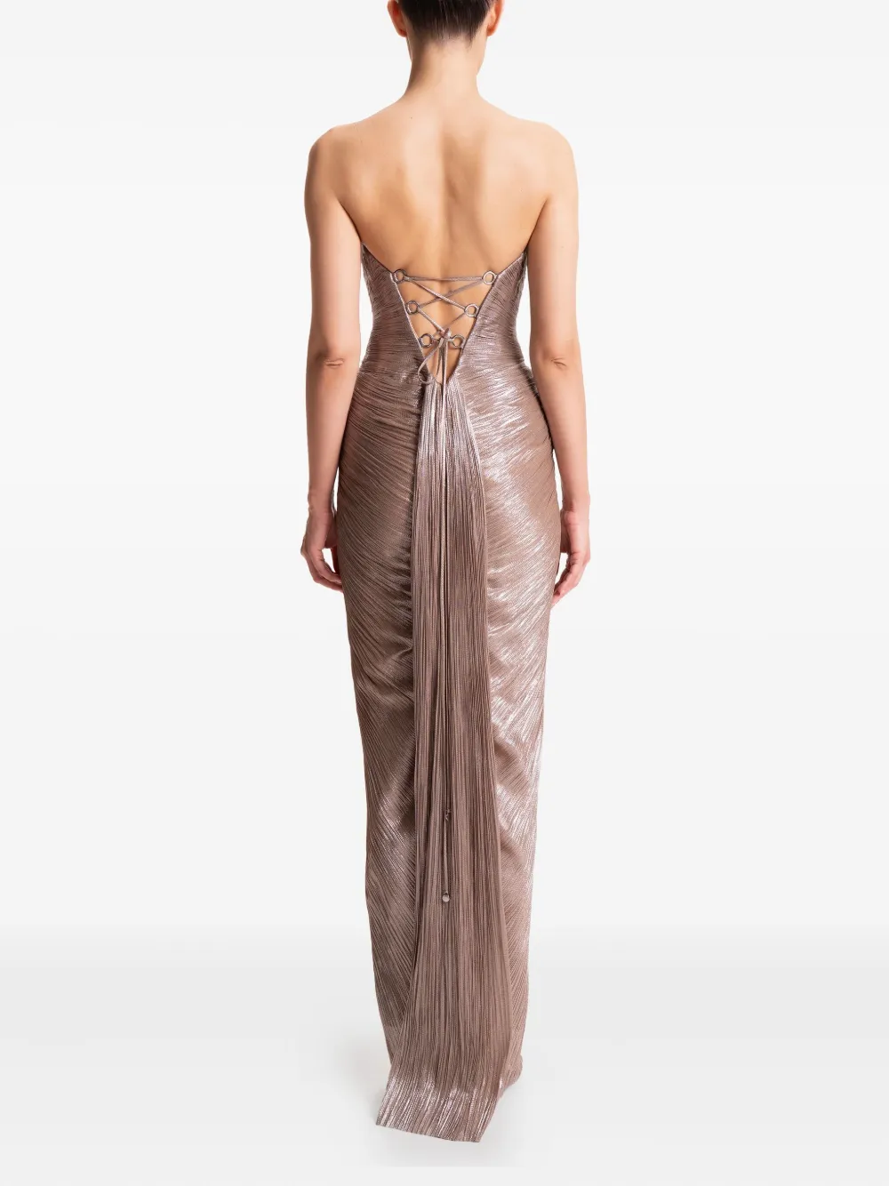 Maria Lucia Hohan Alessandra Strapless Maxi Dress In Brown